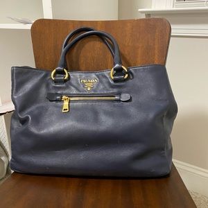 Prada tote bag navy blue